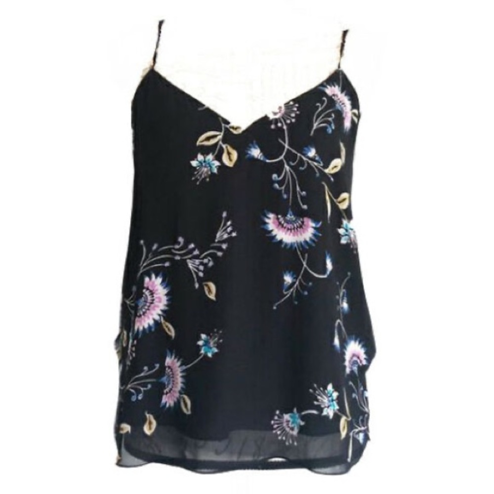 Rebecca Minkoff Black Tank with Floral Print